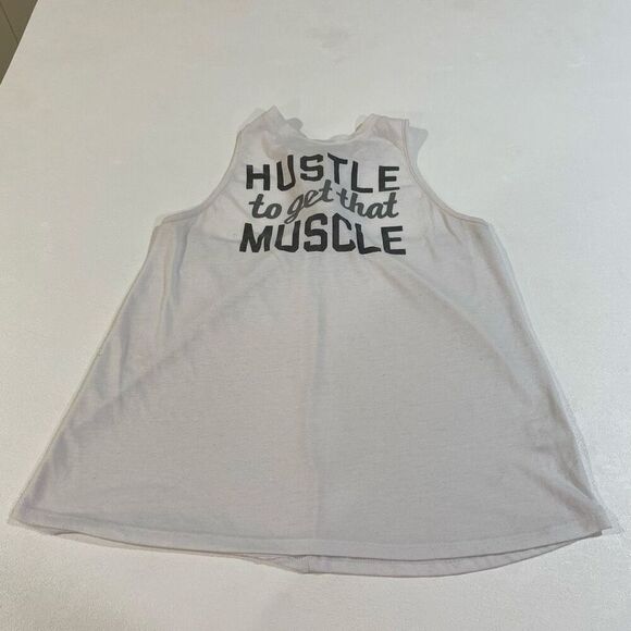 SO Perfectly Soft White “Hustle to Get That Muscle” Tank Top Size XL Activewear - Picture 1 of 5